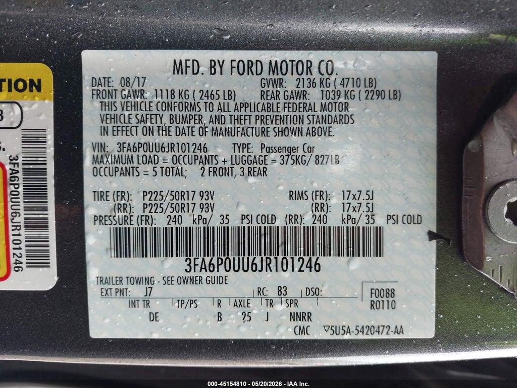 3FA6P0UU6JR101246 2018 FORD FUSION HYBRID photo no. 9