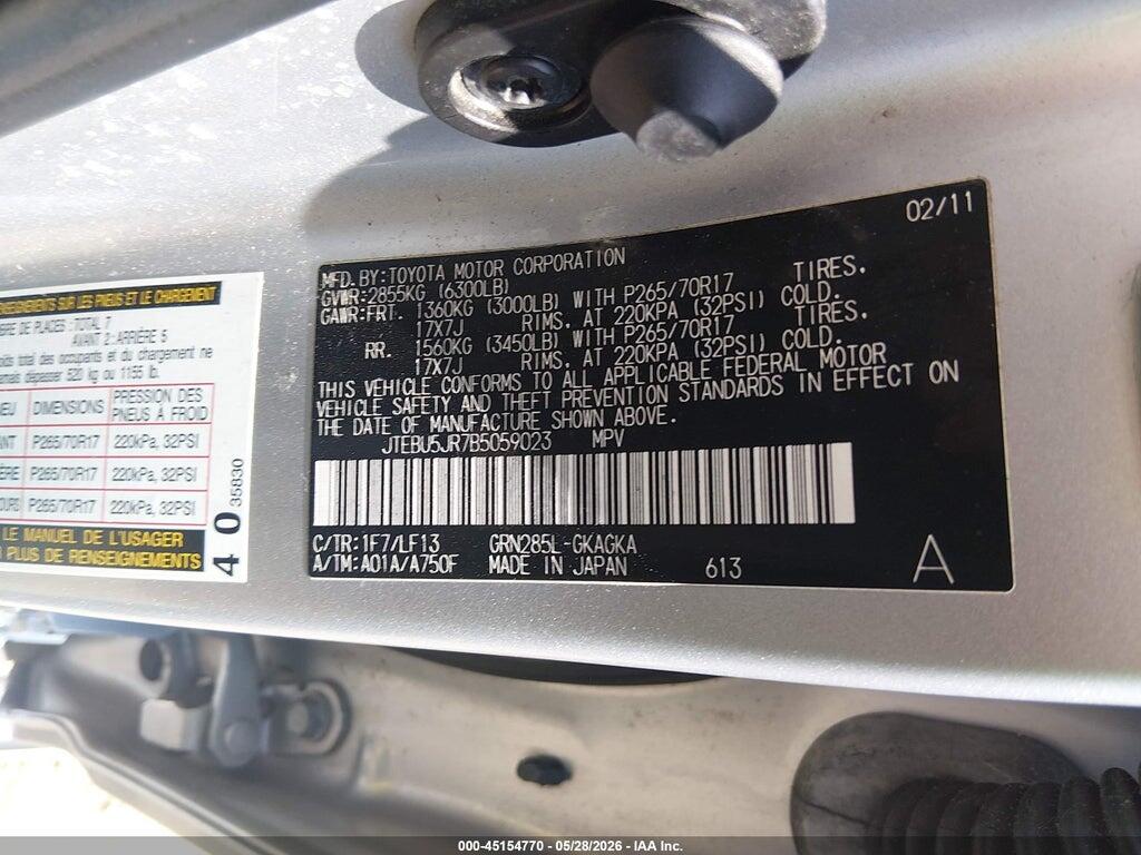 JTEBU5JR7B5059023 2011 TOYOTA 4RUNNER photo no. 9