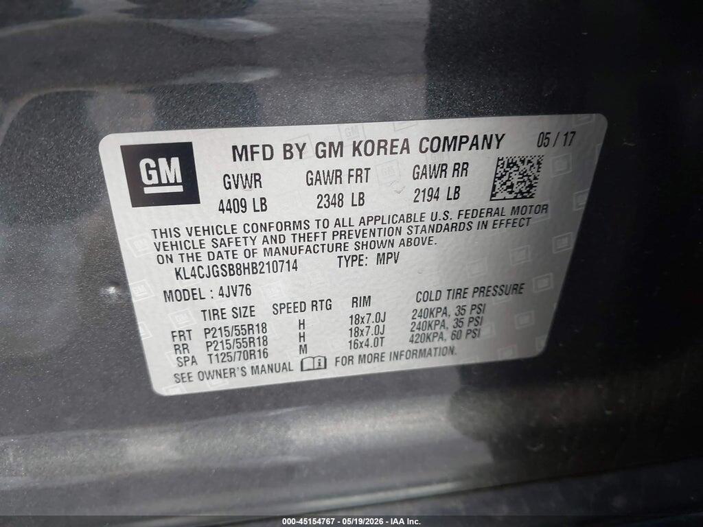 KL4CJGSB8HB210714 2017 BUICK ENCORE photo no. 9