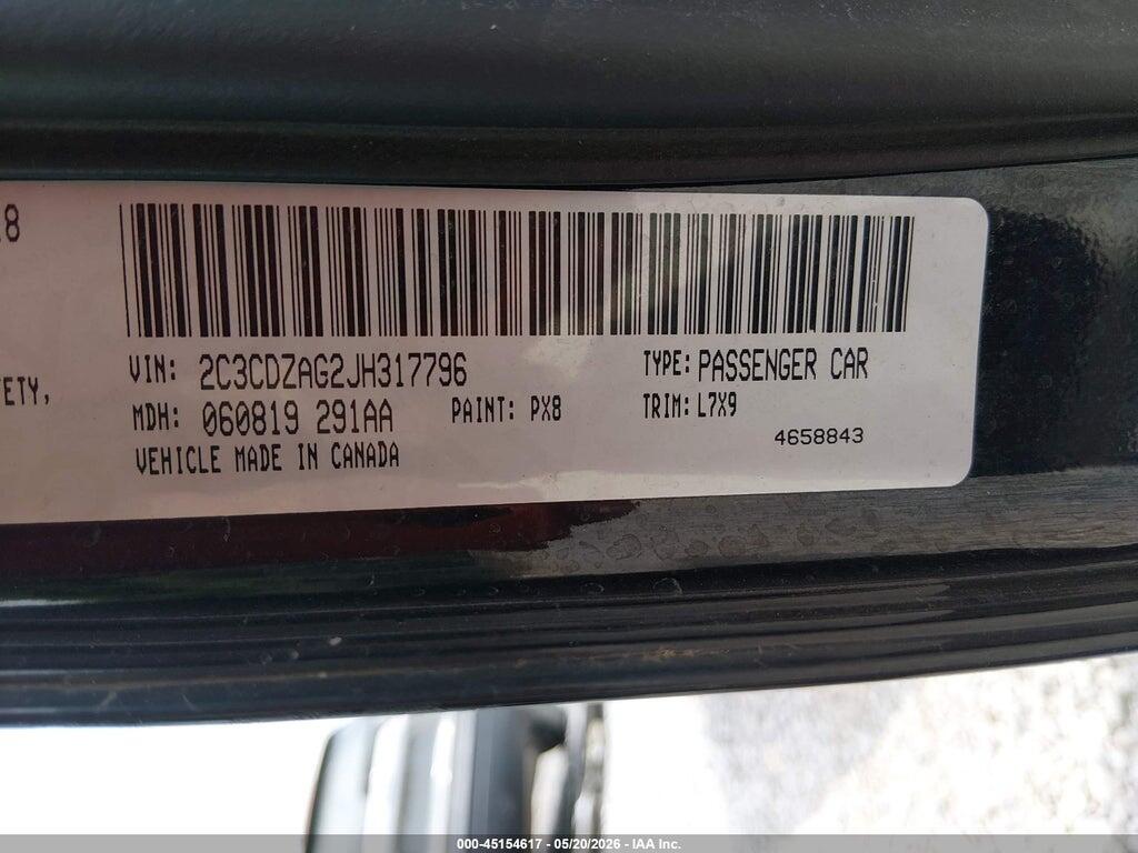 2C3CDZAG2JH317796 2018 DODGE CHALLENGER photo no. 9