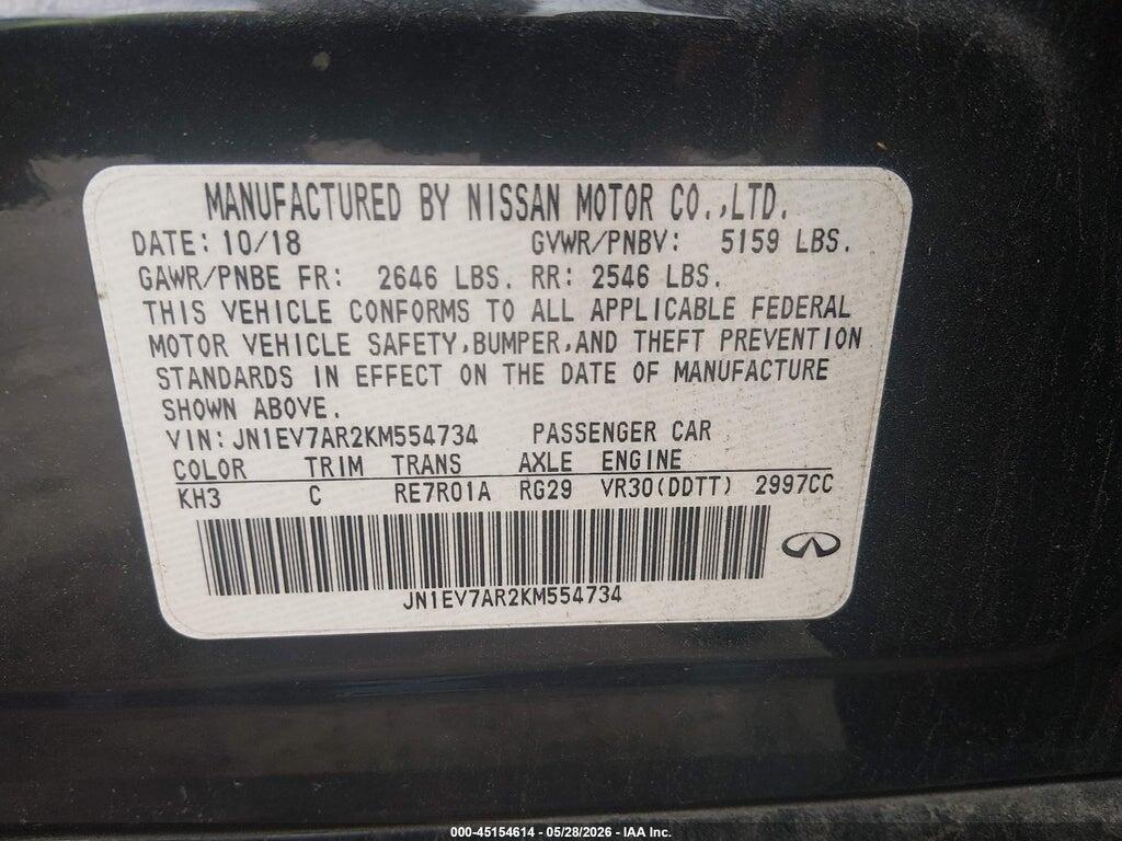 JN1EV7AR2KM554734 2019 INFINITI Q50 photo no. 9