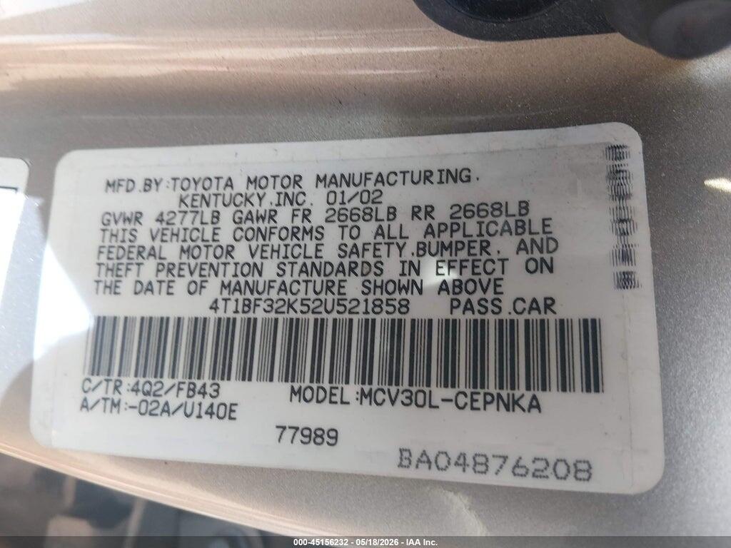 4T1BF32K52U521858 2002 TOYOTA CAMRY photo no. 9