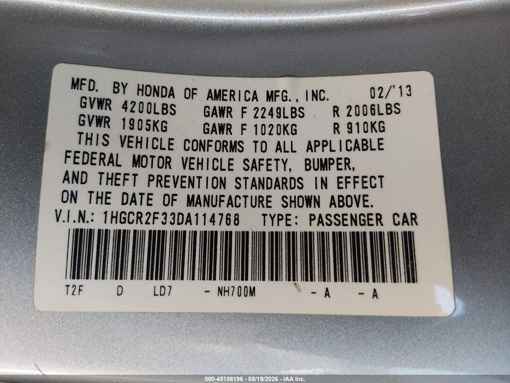 1HGCR2F33DA114768 2013 HONDA ACCORD photo no. 9