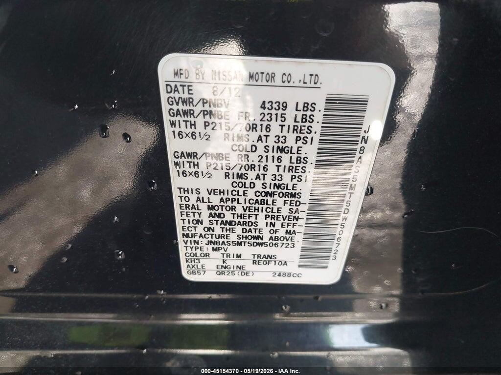 JN8AS5MT5DW506723 2013 NISSAN ROGUE photo no. 9