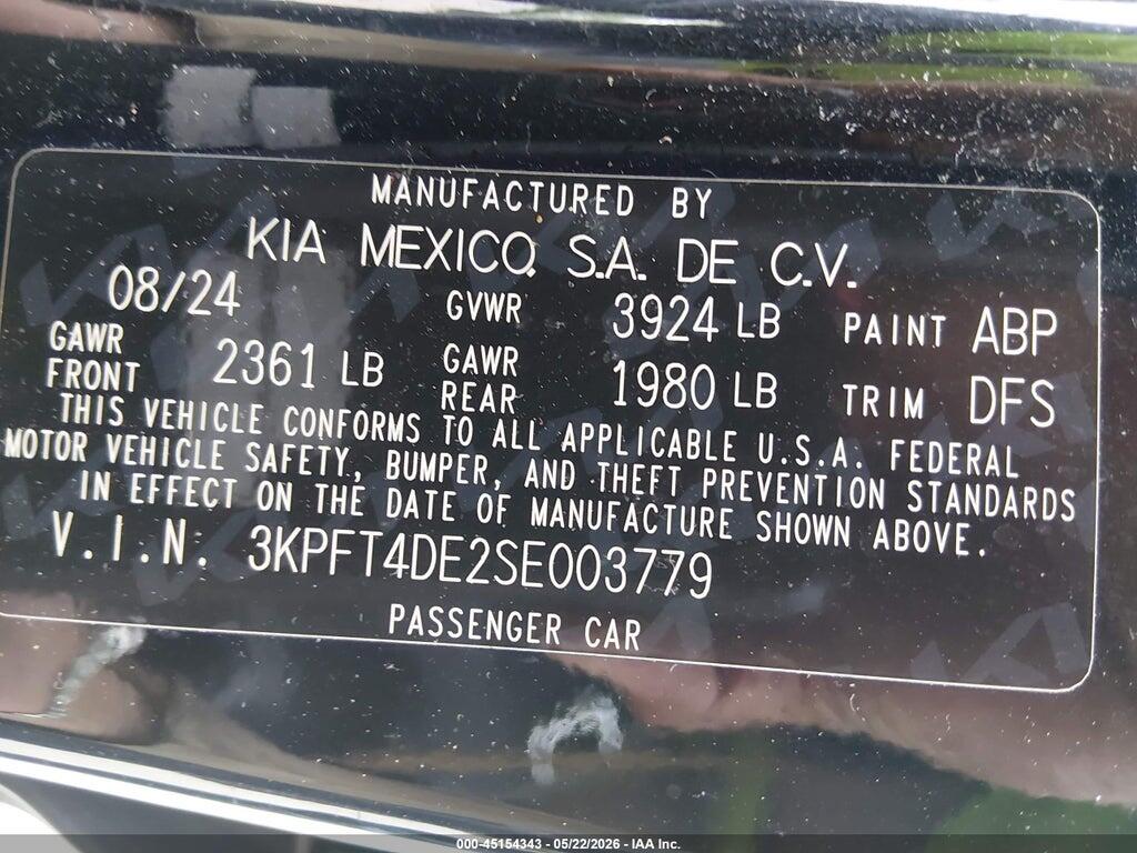 3KPFT4DE2SE003779 2025 KIA K4 photo no. 9