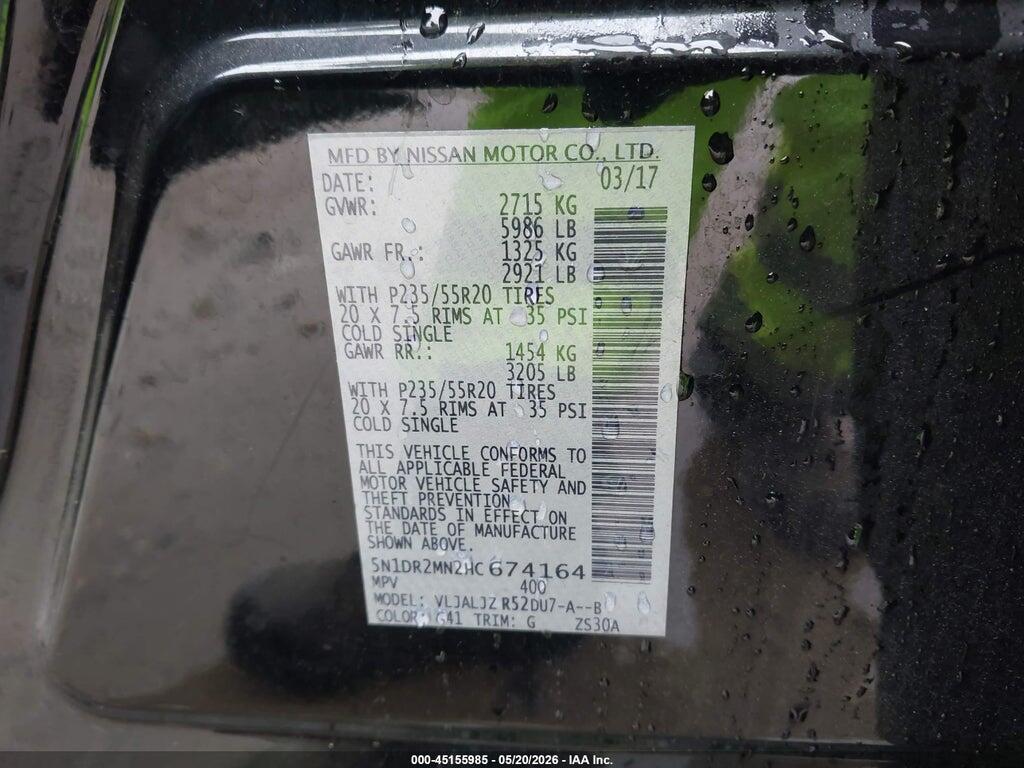 5N1DR2MN2HC674164 2017 NISSAN PATHFINDER photo no. 9