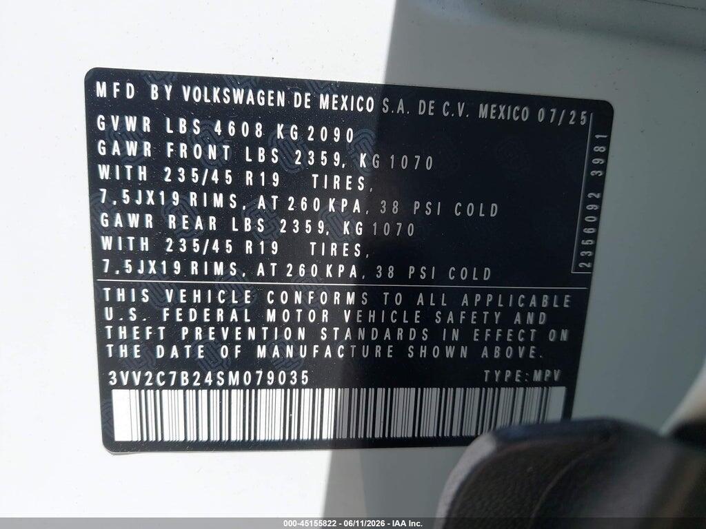 3VV2C7B24SM079035 2025 VOLKSWAGEN TAOS photo no. 9