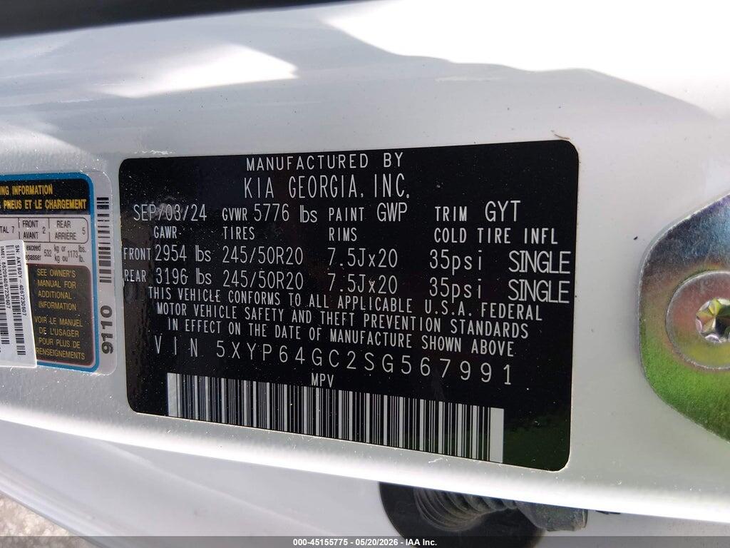 5XYP64GC2SG567991 2025 KIA TELLURIDE photo no. 9