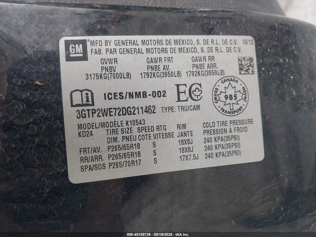 3GTP2WE72DG211462 2013 GMC SIERRA 1500 photo no. 9