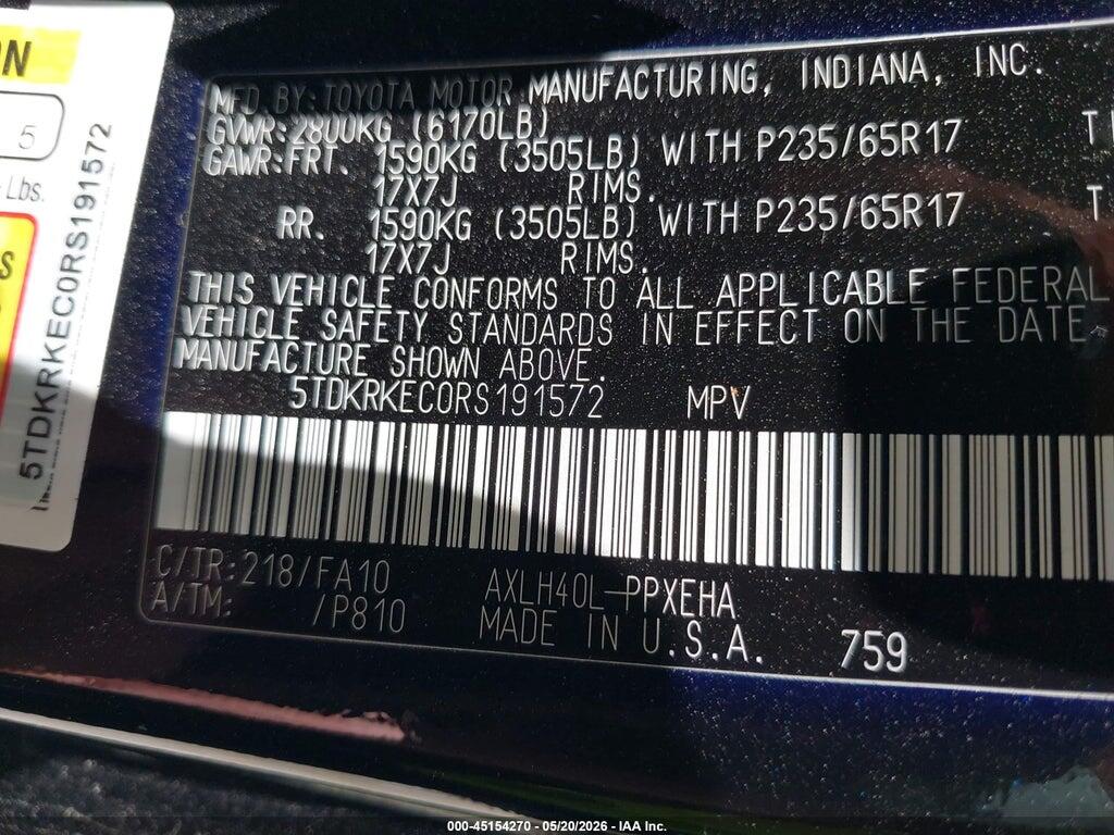 5TDKRKEC0RS191572 2024 TOYOTA SIENNA photo no. 9