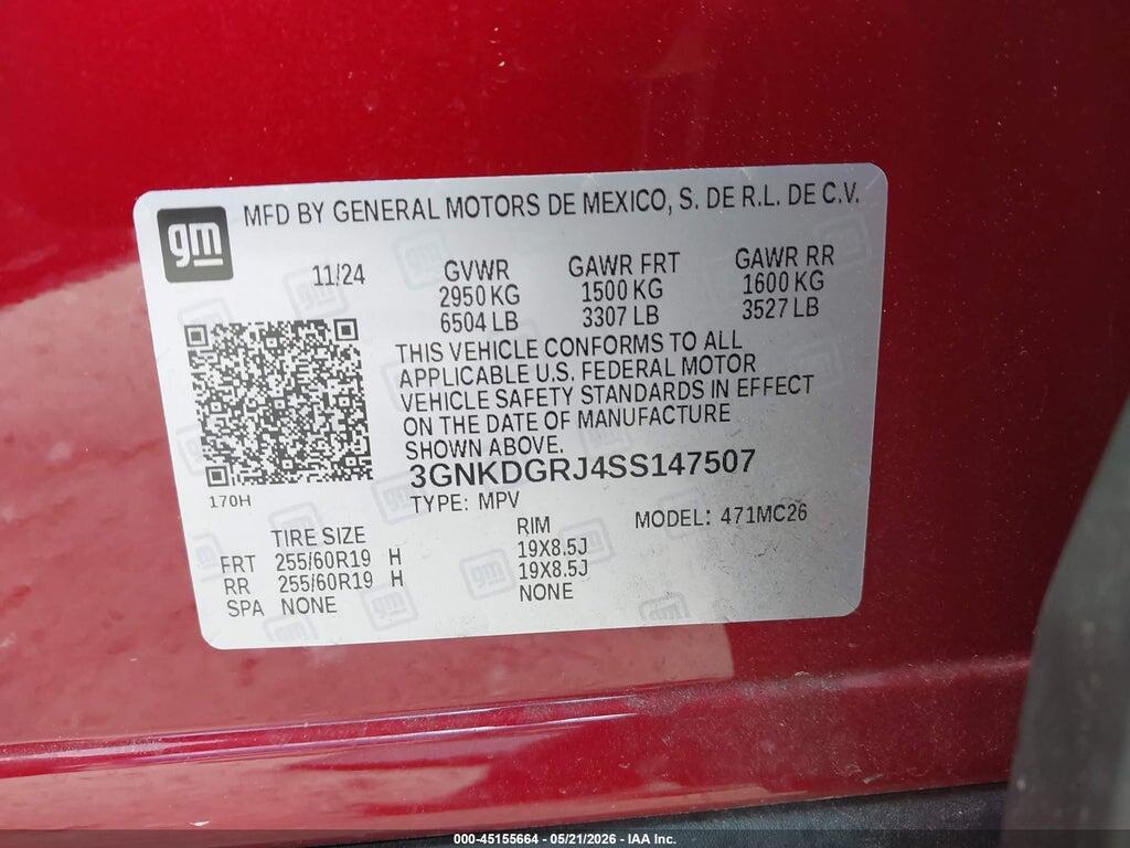 3GNKDGRJ4SS147507 2025 CHEVROLET BLAZER EV photo no. 9