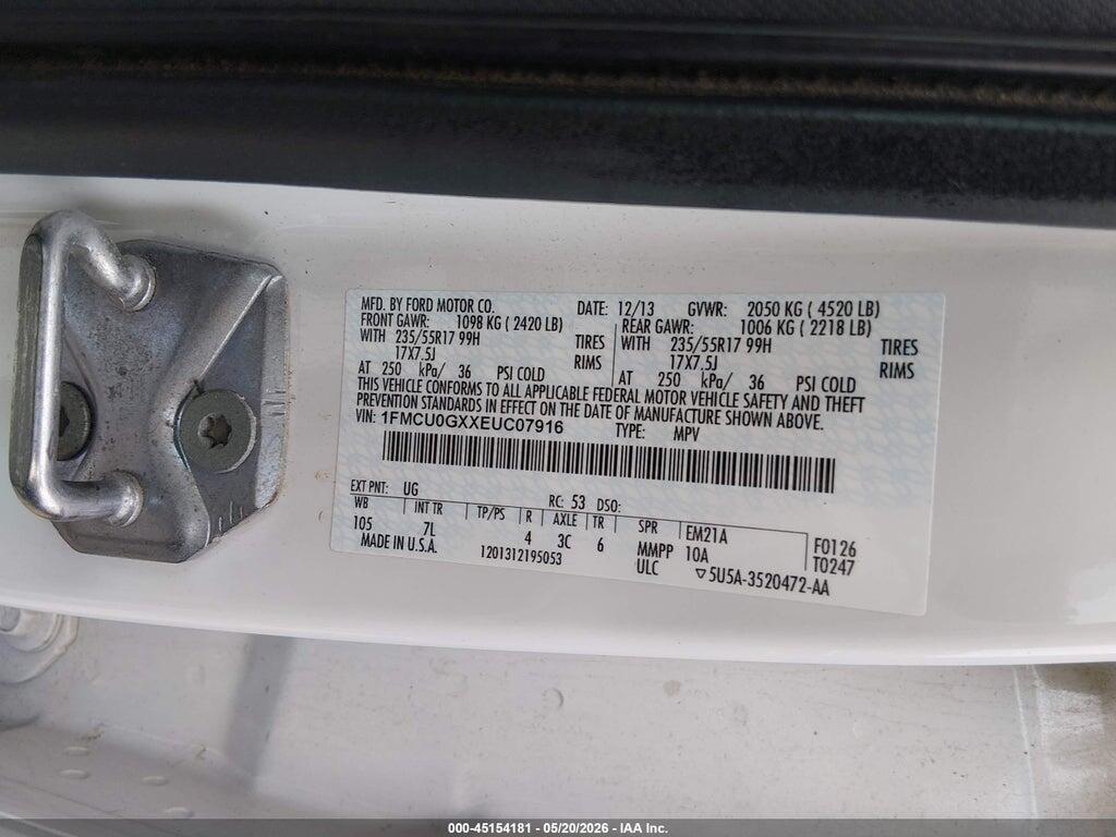 1FMCU0GXXEUC07916 2014 FORD ESCAPE photo no. 9