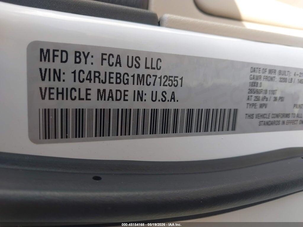 1C4RJEBG1MC712551 2021 JEEP GRAND CHEROKEE photo no. 9