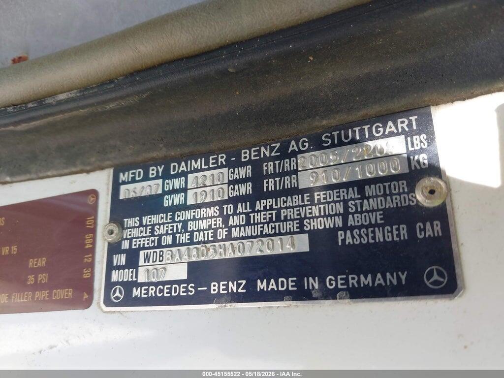 WDBBA48D5HA072014 1987 MERCEDES-BENZ 560 photo no. 9