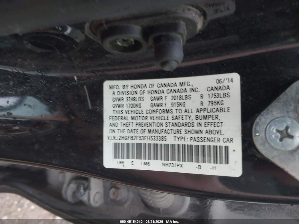 2HGFB2F53EH533385 2014 HONDA CIVIC photo no. 9