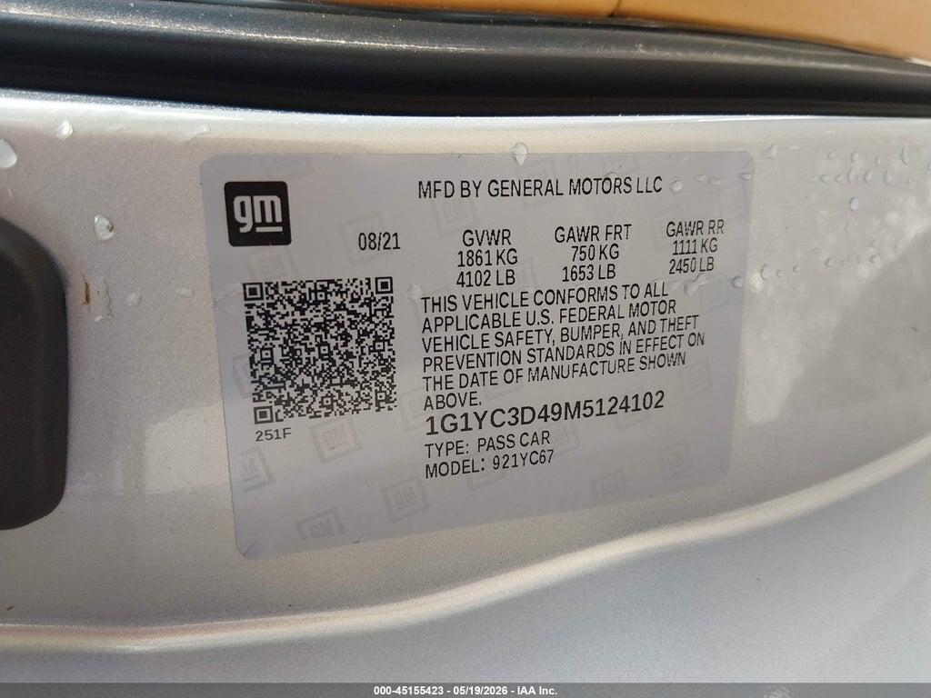 1G1YC3D49M5124102 2021 CHEVROLET CORVETTE STINGRAY photo no. 9