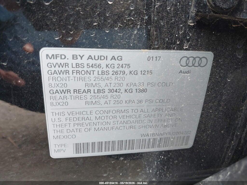 WA1BNAFY3J2004282 2018 AUDI Q5 photo no. 9