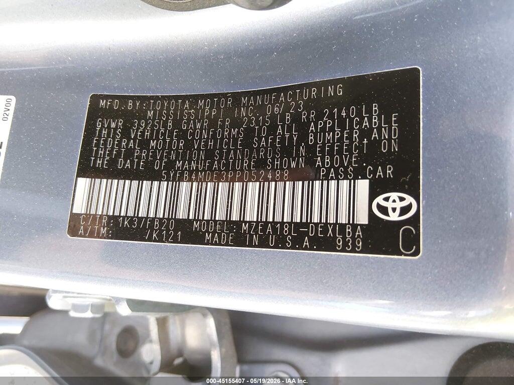 5YFB4MDE3PP052488 2023 TOYOTA COROLLA photo no. 9