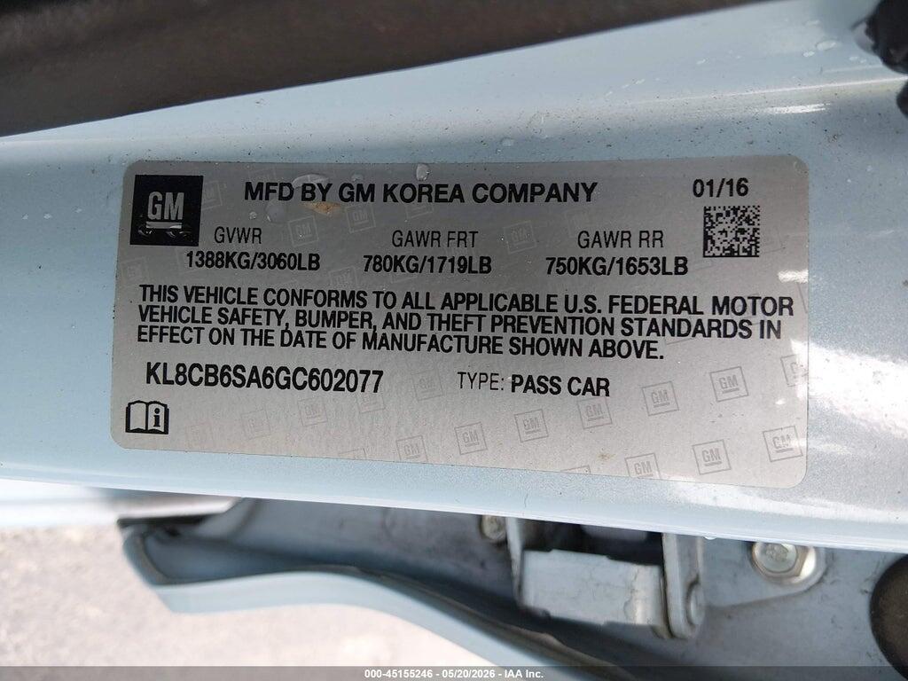 KL8CB6SA6GC602077 2016 CHEVROLET SPARK photo no. 9