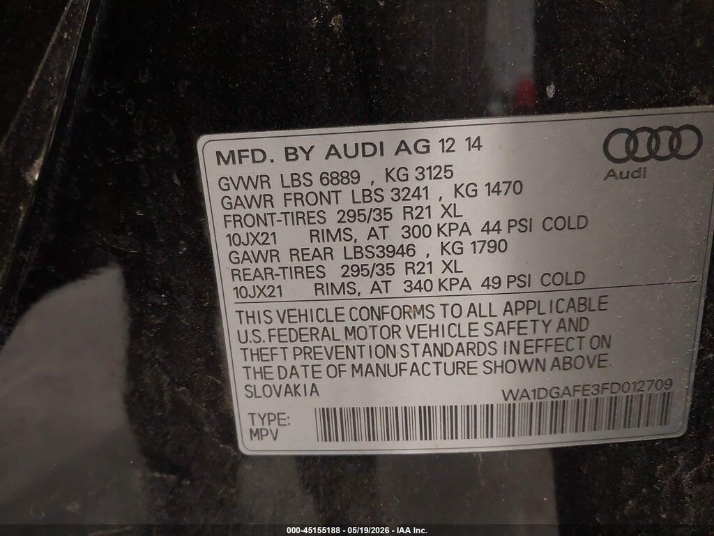 WA1DGAFE3FD012709 2015 AUDI Q7 photo no. 9