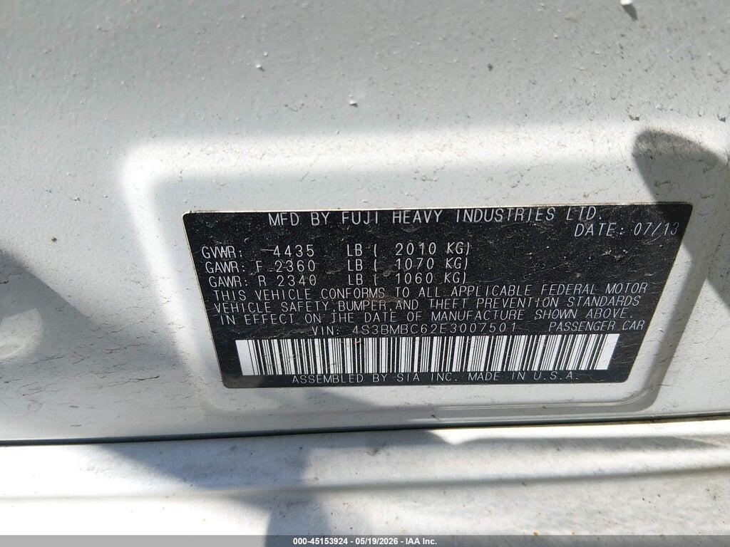4S3BMBC62E3007501 2014 SUBARU LEGACY photo no. 9