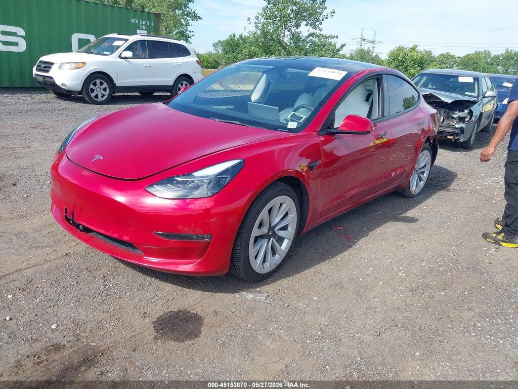 5YJ3E1EA3NF335851 2022 TESLA MODEL 3 photo no. 2
