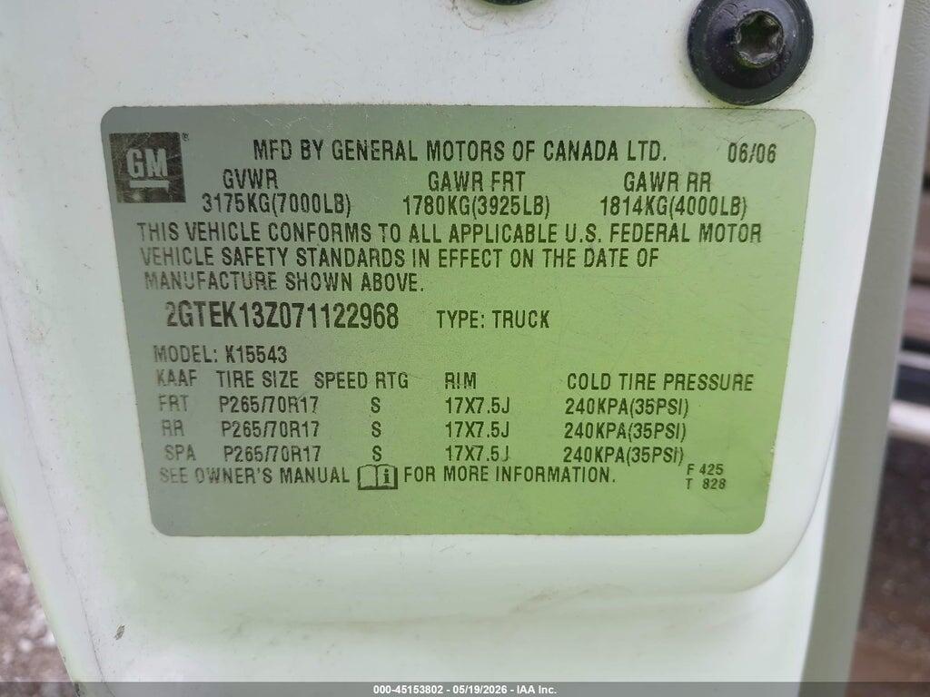 2GTEK13Z071122968 2007 GMC SIERRA 1500 CLASSIC photo no. 9