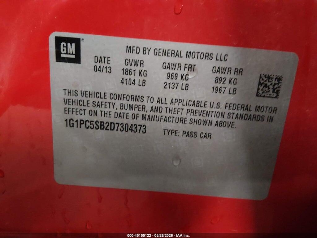 1G1PC5SB2D7304373 2013 CHEVROLET CRUZE photo no. 9