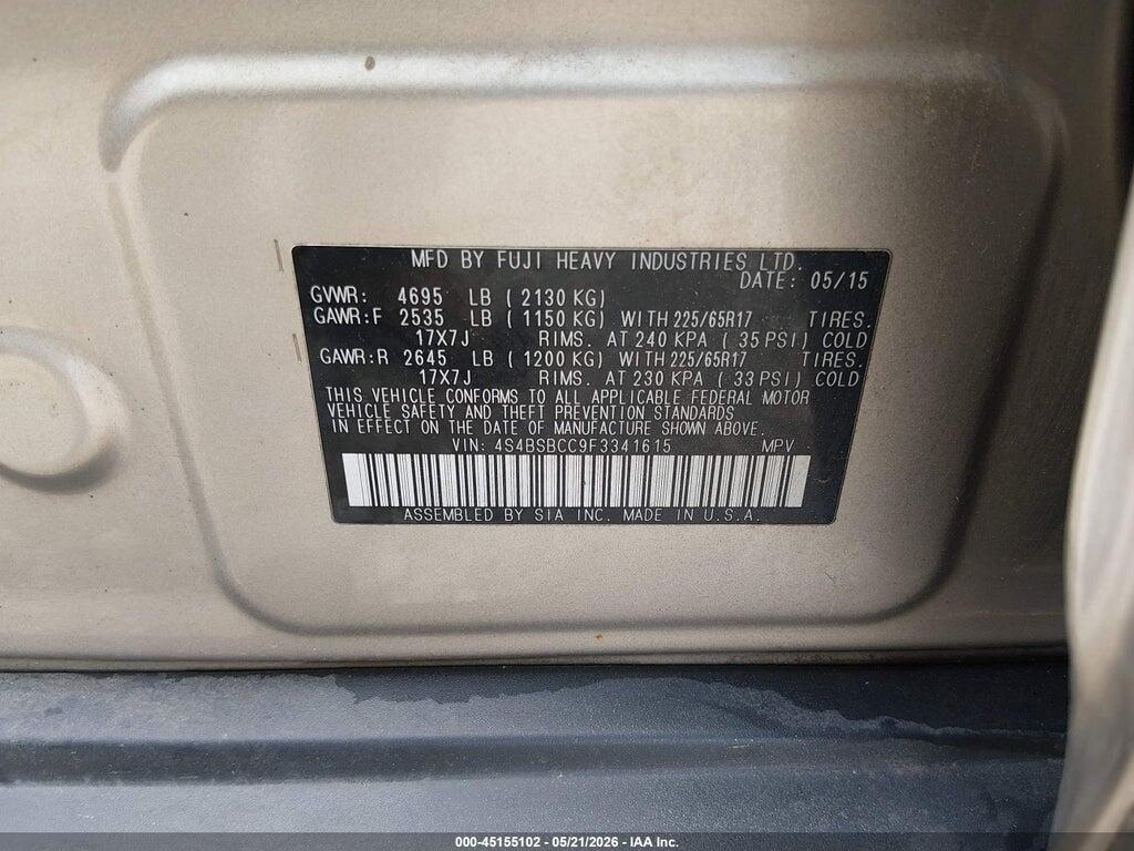 4S4BSBCC9F3341615 2015 SUBARU OUTBACK photo no. 9