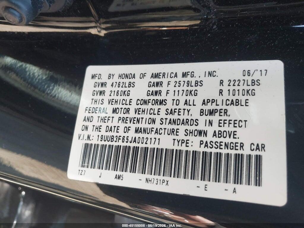 19UUB3F65JA002171 2018 ACURA TLX photo no. 9