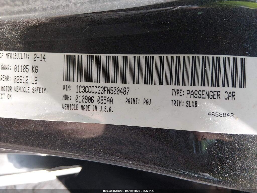 1C3CCCDG3FN500487 2015 CHRYSLER 200 photo no. 9