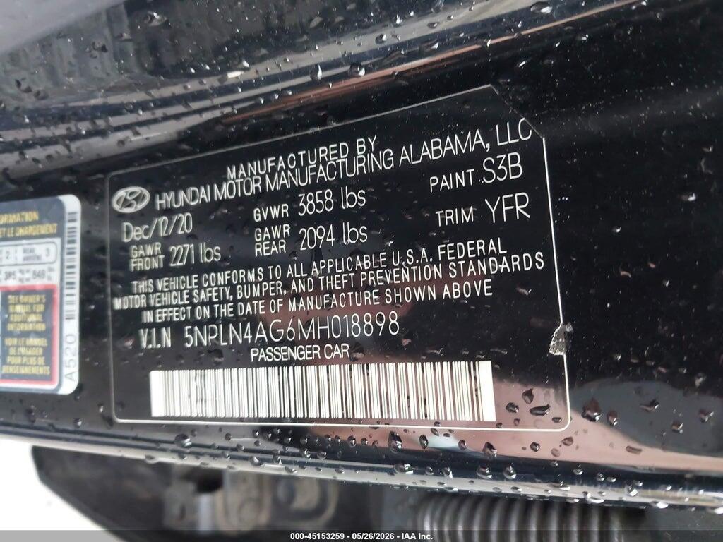 5NPLN4AG6MH018898 2021 HYUNDAI ELANTRA photo no. 9