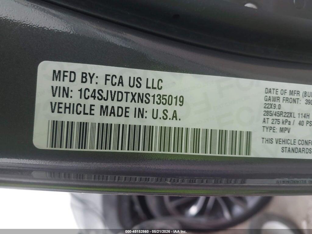 1C4SJVDTXNS135019 2022 JEEP WAGONEER photo no. 9