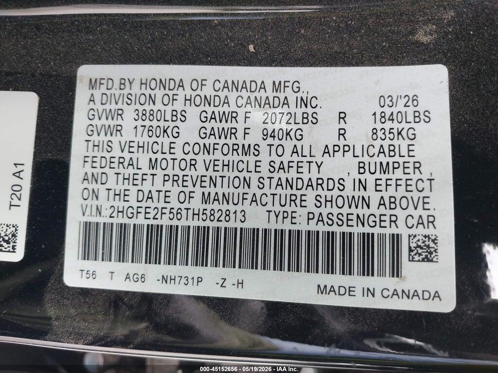 2HGFE2F56TH582813 2026 HONDA CIVIC photo no. 9