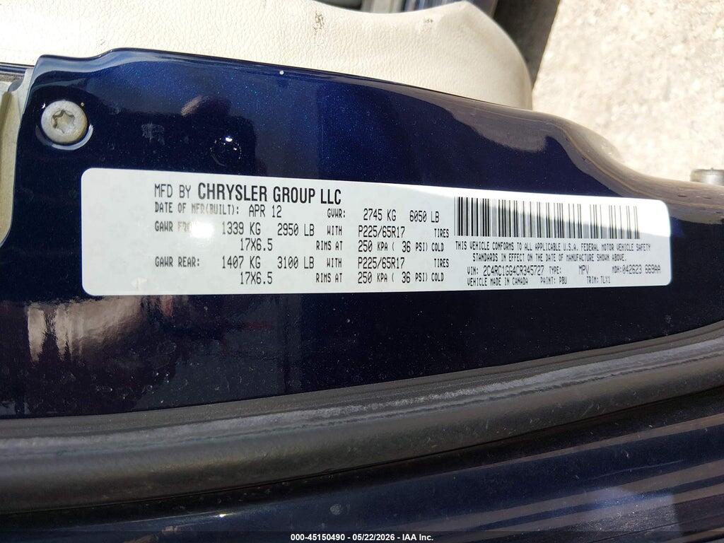 2C4RC1GG4CR345727 2012 CHRYSLER TOWN & COUNTRY photo no. 9