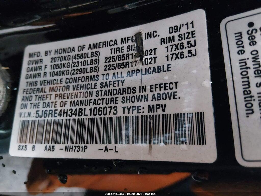 5J6RE4H34BL106073 2011 HONDA CR-V photo no. 9