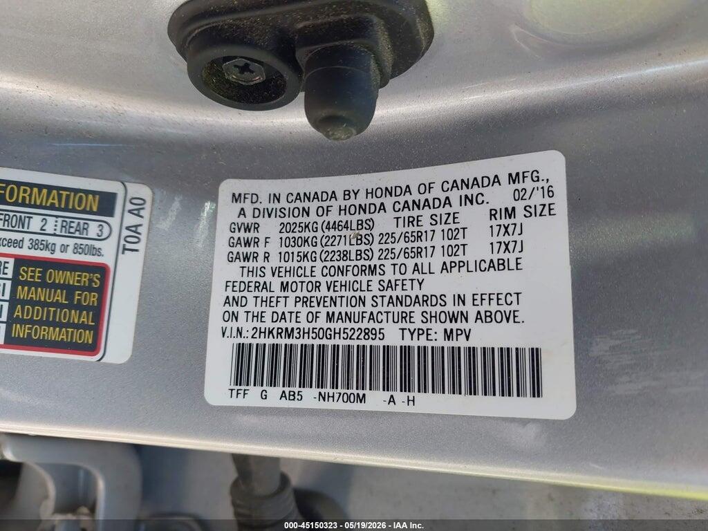 2HKRM3H50GH522895 2016 HONDA CR-V photo no. 9