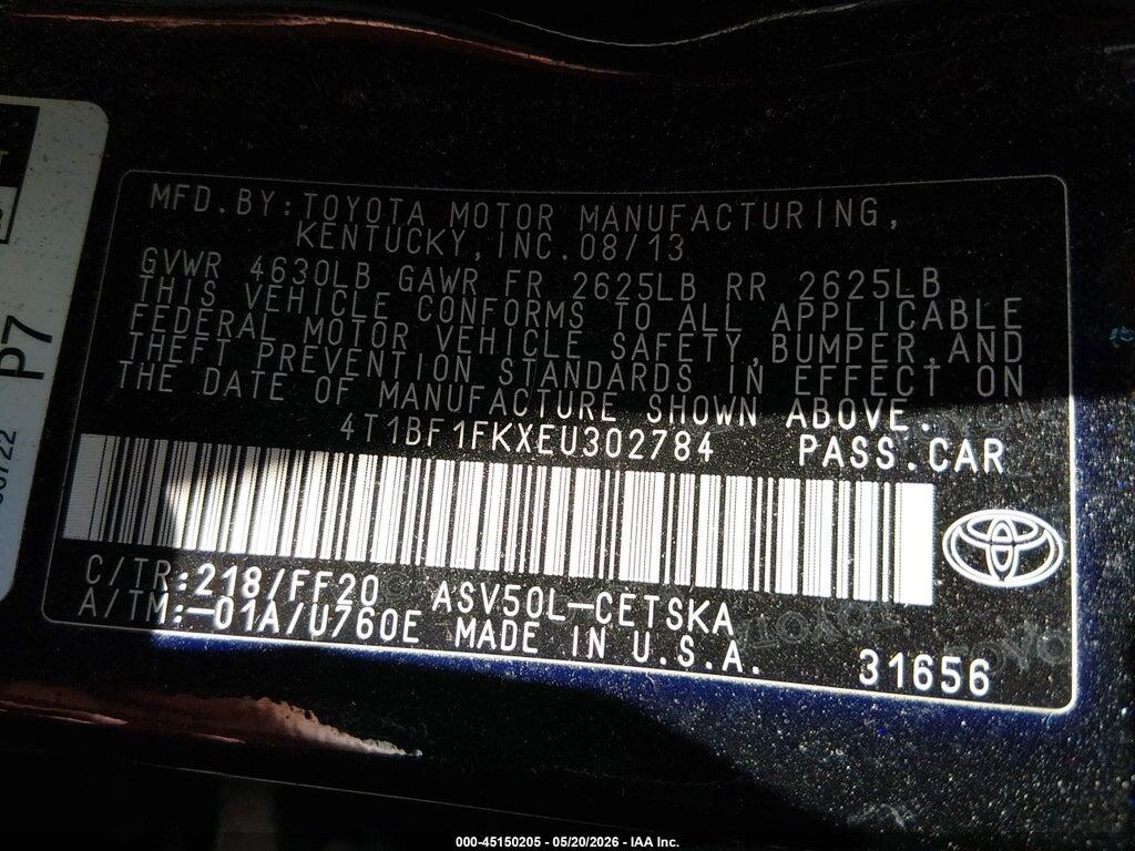 4T1BF1FKXEU302784 2014 TOYOTA CAMRY photo no. 9