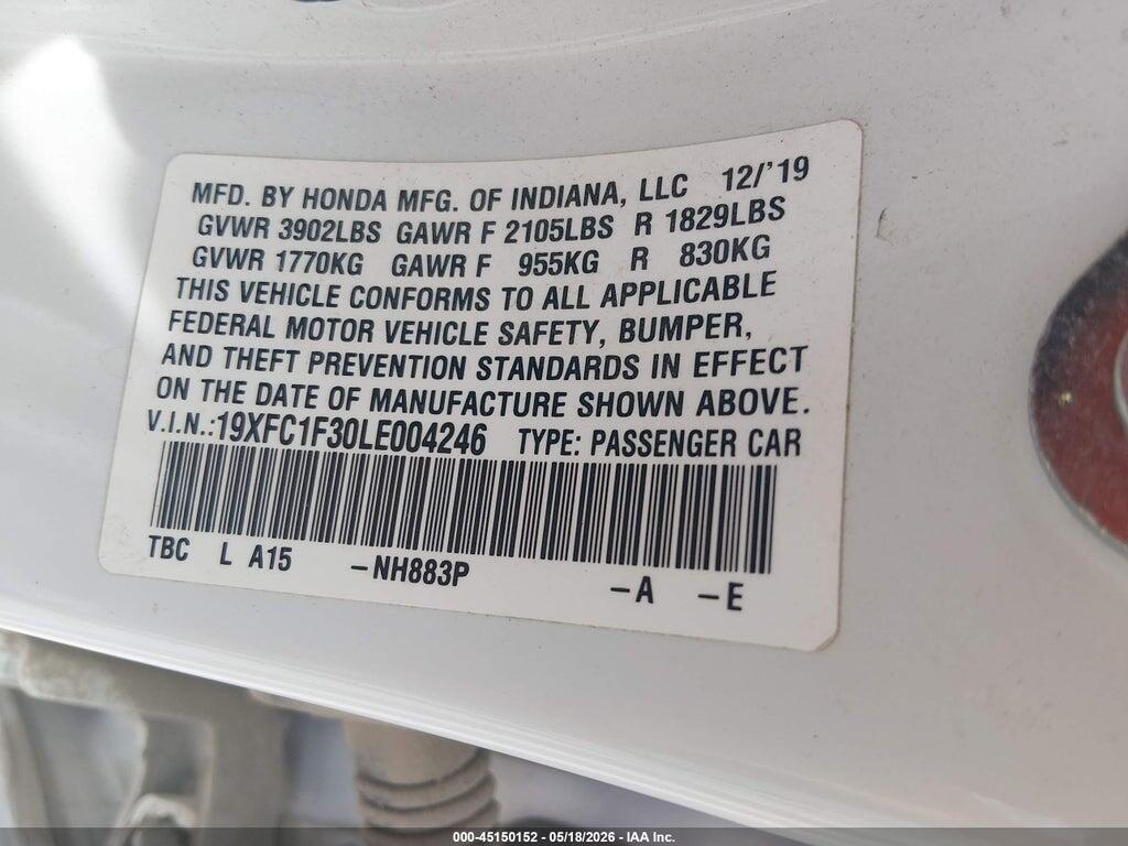 19XFC1F30LE004246 2020 HONDA CIVIC photo no. 9