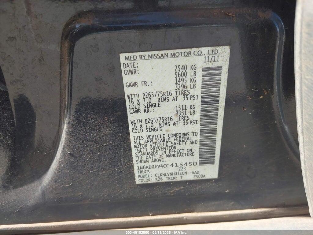 1N6AD0EV4CC415450 2012 NISSAN FRONTIER photo no. 9