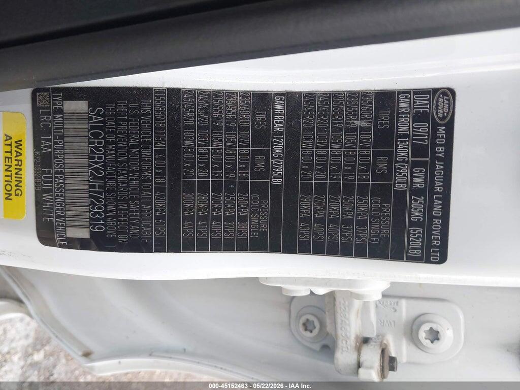 SALCR2RX2JH729319 2018 LAND ROVER DISCOVERY SPORT photo no. 9