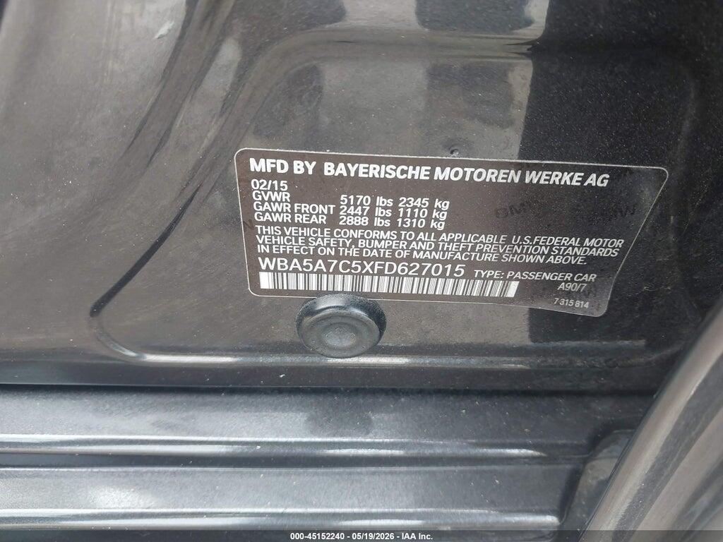 WBA5A7C5XFD627015 2015 BMW 528I photo no. 9