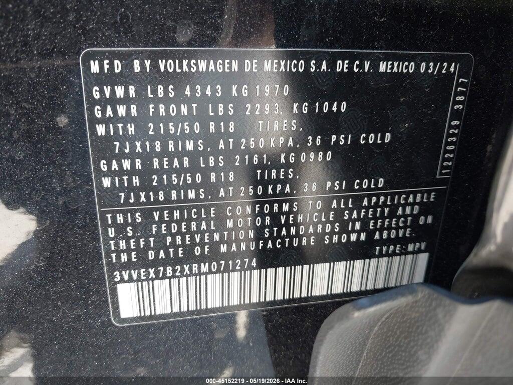 3VVEX7B2XRM071274 2024 VOLKSWAGEN TAOS photo no. 9