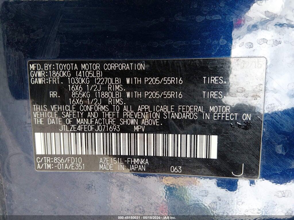 JTLZE4FE0FJ071693 2015 SCION XB photo no. 9