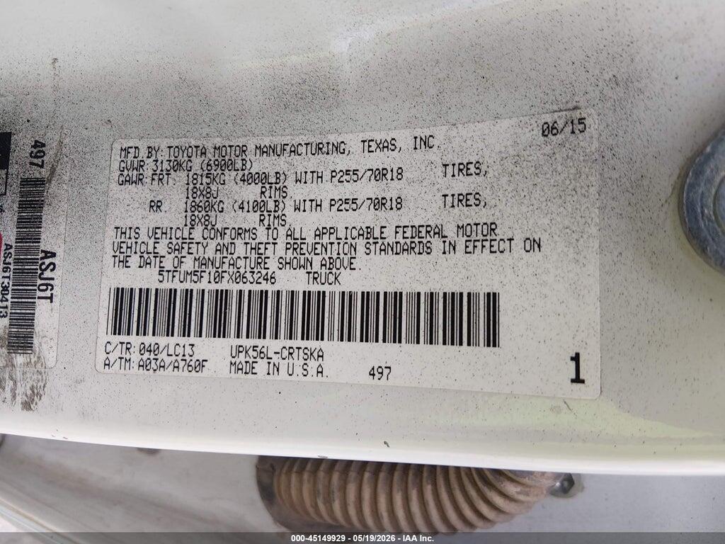 5TFUM5F10FX063246 2015 TOYOTA TUNDRA photo no. 9