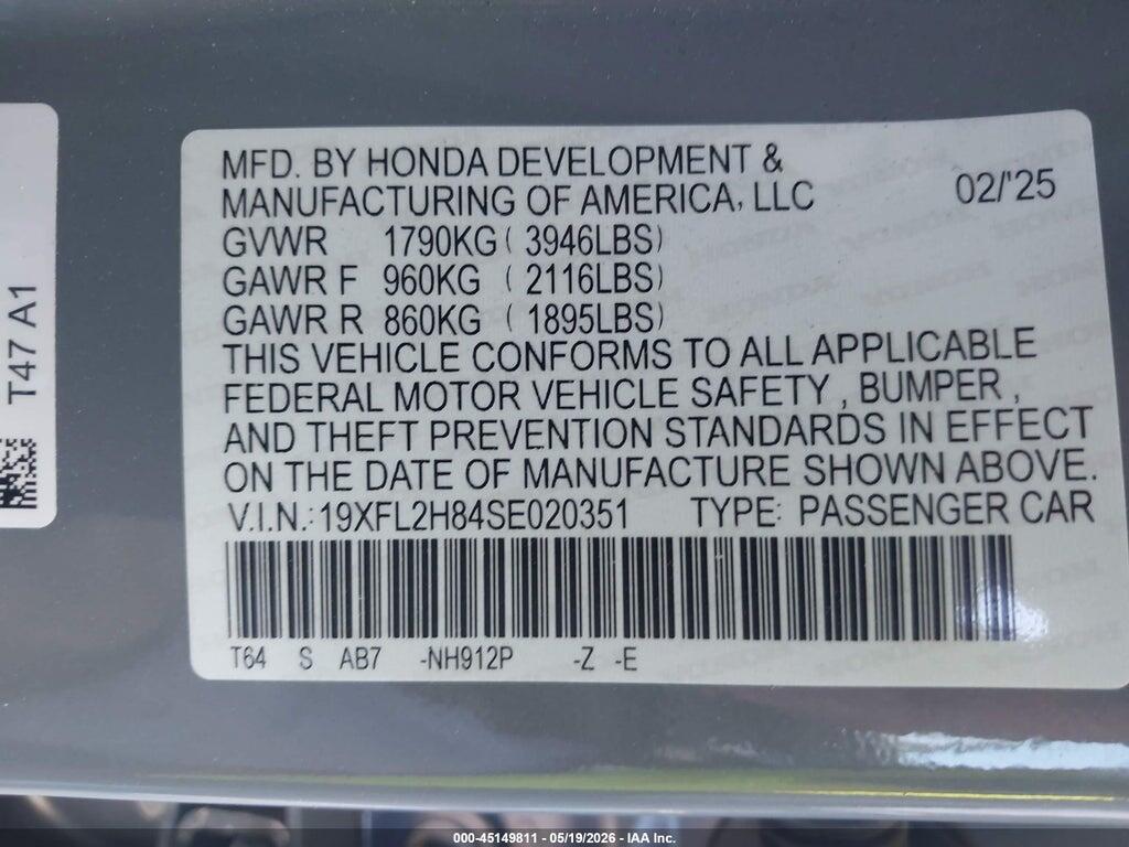 19XFL2H84SE020351 2025 HONDA CIVIC SEDAN photo no. 9
