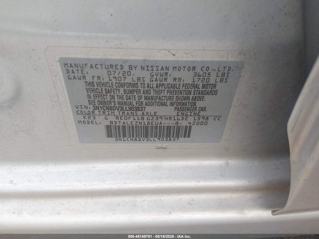 3N1CN8DV3LL903837 2020 NISSAN VERSA photo no. 9