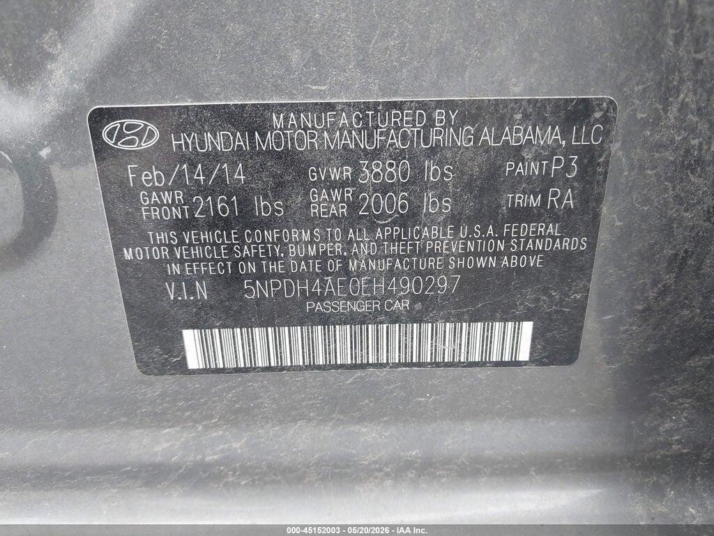 5NPDH4AE0EH490297 2014 HYUNDAI ELANTRA photo no. 9