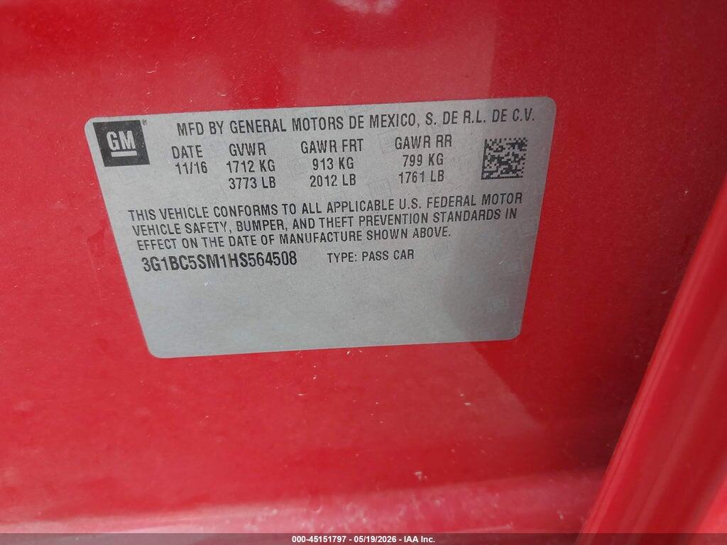 3G1BC5SM1HS564508 2017 CHEVROLET CRUZE photo no. 9