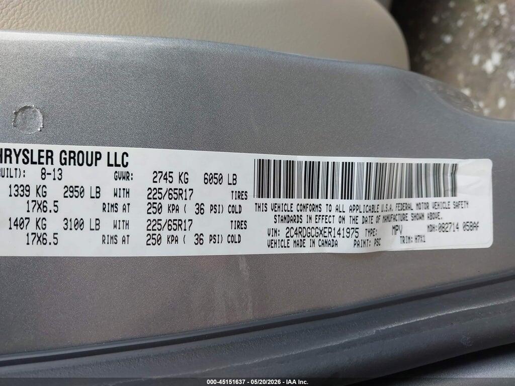 2C4RDGCGXER141975 2014 DODGE GRAND CARAVAN photo no. 9